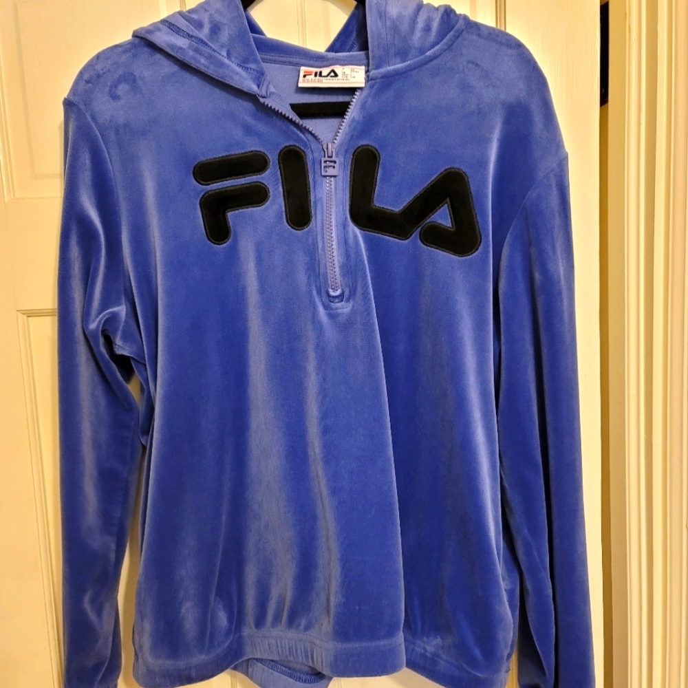 Velvety soft baby blue Filas hoodie